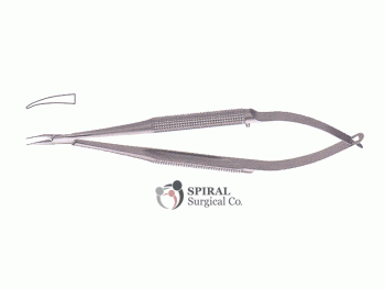 Barraquer Needle Holder, Round Handle, Curved, Without Catch